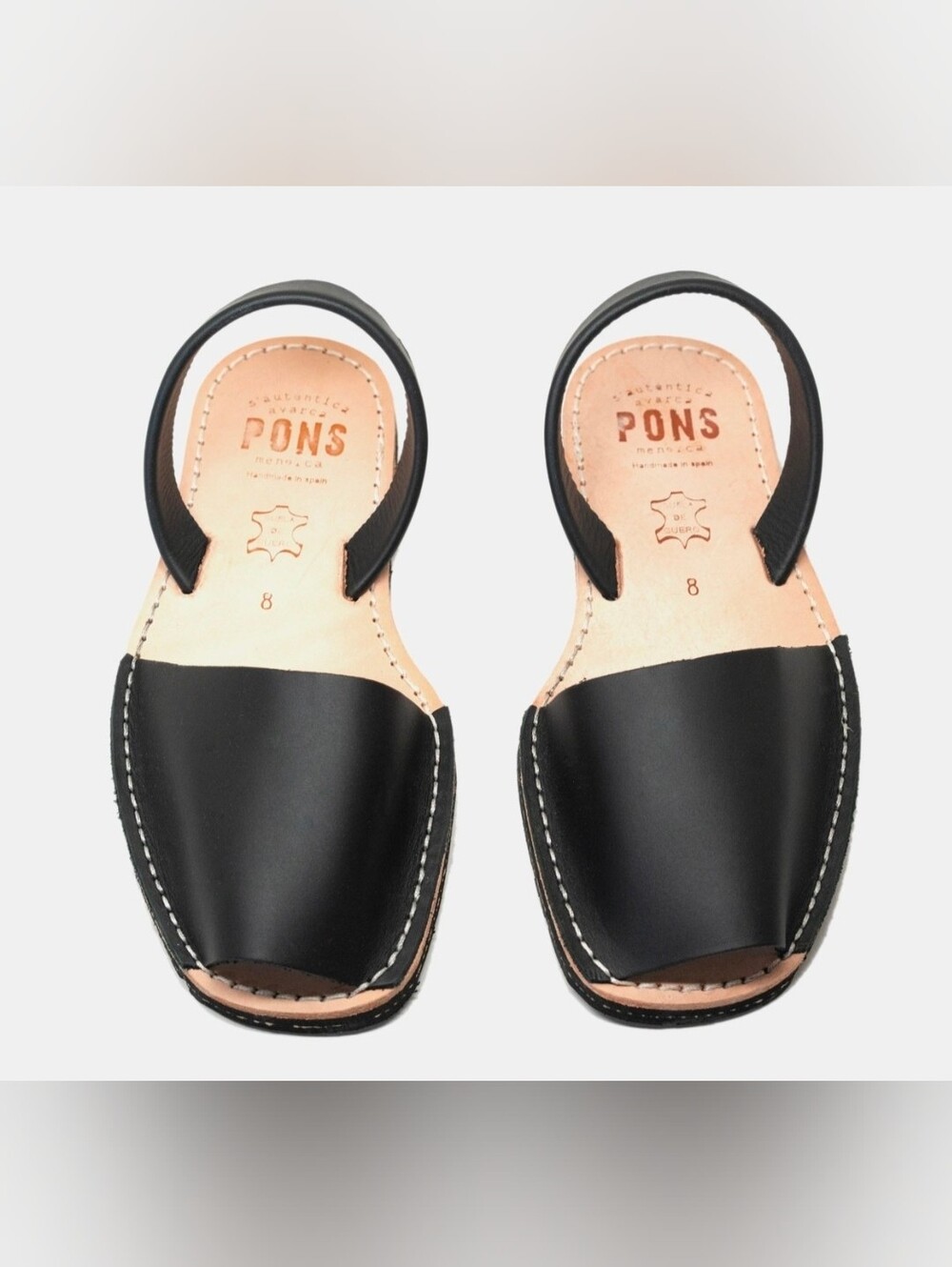 Pons Black Leather Women’s Avarca Sandals Size 6